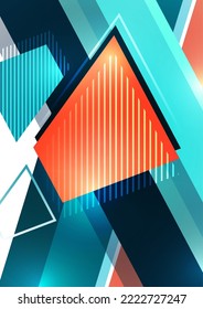 Abstract geometric background. Modern overlapping shapes. Unusual color pattern for your design. Business or technology presentation, app cover template
