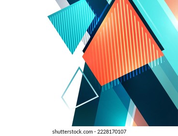 Abstract geometric background. Modern overlapping shapes. Unusual color pattern for your design. Business or technology presentation, app cover template