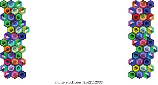 Abstract geometric background. Modern overlapping hexagons. Unusual color shapes for your message. Business or tech presentation, app cover template