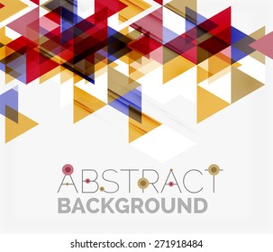 Fondo geométrico abstracto. Triángulos superpuestos modernos. Formas de color inusuales para el mensaje. Presentación empresarial o tecnológica, plantilla de portada de aplicaciones