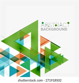 Fondo geométrico abstracto. Triángulos superpuestos modernos. Formas de color inusuales para el mensaje. Presentación empresarial o tecnológica, plantilla de portada de aplicaciones