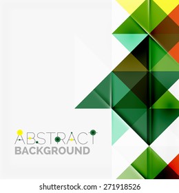 Fondo geométrico abstracto. Triángulos superpuestos modernos. Formas de color inusuales para el mensaje. Presentación empresarial o tecnológica, plantilla de portada de aplicaciones