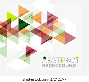 Fondo geométrico abstracto. Triángulos superpuestos modernos. Formas de color inusuales para el mensaje. Presentación empresarial o tecnológica, plantilla de portada de aplicaciones