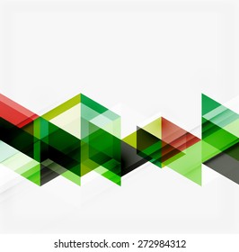 Fondo geométrico abstracto. Triángulos superpuestos modernos. Formas de color inusuales para el mensaje. Presentación empresarial o tecnológica, plantilla de portada de aplicaciones