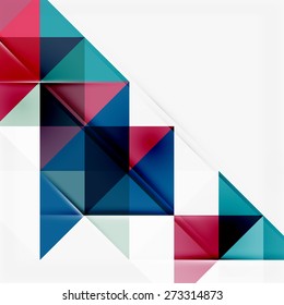 Fondo geométrico abstracto. Triángulos superpuestos modernos. Formas de color inusuales para el mensaje. Presentación empresarial o tecnológica, plantilla de portada de aplicaciones