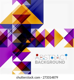 Abstract geometric background. Modern overlapping triangles. Unusual color shapes for your message. Business or tech presentation, app cover template