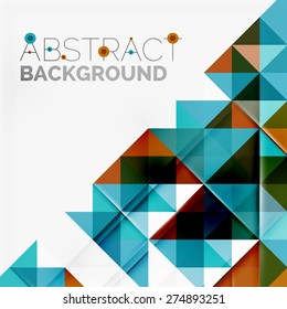 Abstrakter geometrischer Hintergrund. Moderne, sich überlappende Dreiecke. Ungewöhnliche Farbformen für Ihre Nachricht. Business- oder Technologiepräsentation, App-Titelvorlage