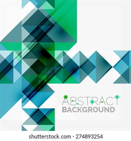 Fondo geométrico abstracto. Triángulos superpuestos modernos. Formas de color inusuales para el mensaje. Presentación empresarial o tecnológica, plantilla de portada de aplicaciones