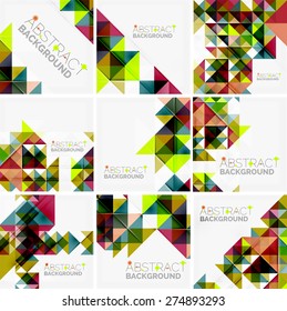 Abstract geometric background. Modern overlapping triangles. Unusual color shapes for your message. Business or tech presentation, app cover template