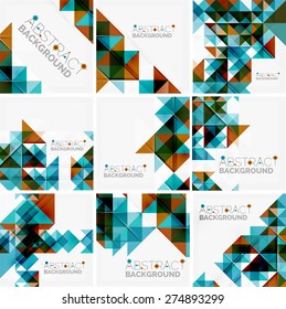 Abstract geometric background. Modern overlapping triangles. Unusual color shapes for your message. Business or tech presentation, app cover template