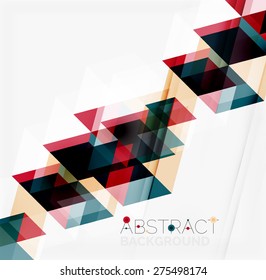 Fondo geométrico abstracto. Triángulos superpuestos modernos. Formas de color inusuales para el mensaje. Presentación empresarial o tecnológica, plantilla de portada de aplicaciones