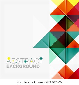 Abstract geometric background. Modern overlapping triangles. Unusual color shapes for your message. Business or tech presentation, app cover template