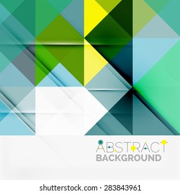 Resumo geométrico. Triângulos modernos sobrepostos. Formas de cor incomuns para sua mensagem. Apresentação de negócios ou técnica, modelo de capa de aplicativo