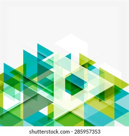 Fondo geométrico abstracto. Triángulos superpuestos modernos. Formas de color inusuales para el mensaje. Presentación empresarial o tecnológica, plantilla de portada de aplicaciones