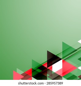 Fondo geométrico abstracto. Triángulos superpuestos modernos. Formas de color inusuales para el mensaje. Presentación empresarial o tecnológica, plantilla de portada de aplicaciones