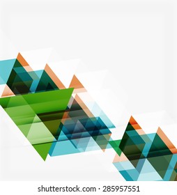 Abstract geometric background. Modern overlapping triangles. Unusual color shapes for your message. Business or tech presentation, app cover template