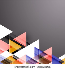 Abstract geometric background. Modern overlapping triangles. Unusual color shapes for your message. Business or tech presentation, app cover template