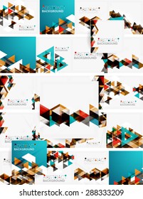 Abstract geometric background. Modern overlapping triangles. Unusual color shapes for your message. Business or tech presentation, app cover template