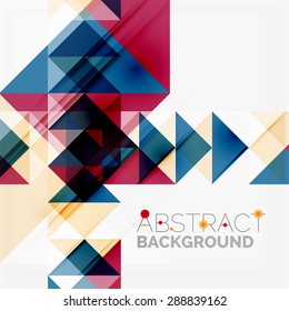 Abstract geometric background. Modern overlapping triangles. Unusual color shapes for your message. Business or tech presentation, app cover template