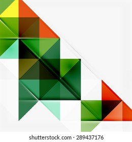 Fondo geométrico abstracto. Triángulos superpuestos modernos. Formas de color inusuales para el mensaje. Presentación empresarial o tecnológica, plantilla de portada de aplicaciones