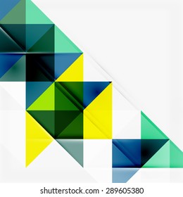 Abstract geometric background. Modern overlapping triangles. Unusual color shapes for your message. Business or tech presentation, app cover template
