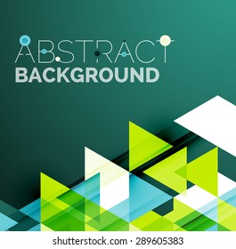 Fondo geométrico abstracto. Triángulos superpuestos modernos. Formas de color inusuales para el mensaje. Presentación empresarial o tecnológica, plantilla de portada de aplicaciones