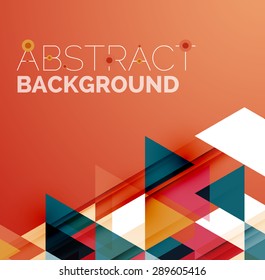 Fondo geométrico abstracto. Triángulos superpuestos modernos. Formas de color inusuales para el mensaje. Presentación empresarial o tecnológica, plantilla de portada de aplicaciones