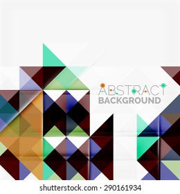 Abstract geometric background. Modern overlapping triangles. Unusual color shapes for your message. Business or tech presentation, app cover template