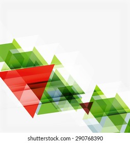 Fondo geométrico abstracto. Triángulos superpuestos modernos. Formas de color inusuales para el mensaje. Presentación empresarial o tecnológica, plantilla de portada de aplicaciones