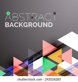 Abstract geometric background. Modern overlapping triangles. Unusual color shapes for your message. Business or tech presentation, app cover template