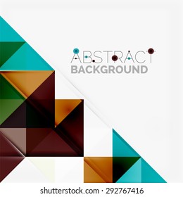 Abstract geometric background. Modern overlapping triangles. Unusual color shapes for your message. Business or tech presentation, app cover template