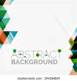 Abstract geometric background. Modern overlapping triangles. Unusual color shapes for your message. Business or tech presentation, app cover template