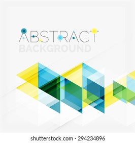 Fondo geométrico abstracto. Triángulos superpuestos modernos. Formas de color inusuales para el mensaje. Presentación empresarial o tecnológica, plantilla de portada de aplicaciones