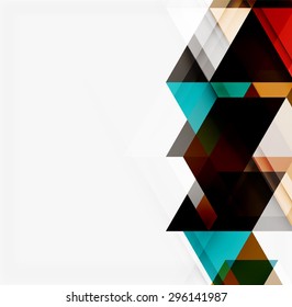 Abstract geometric background. Modern overlapping triangles. Unusual color shapes for your message. Business or tech presentation, app cover template