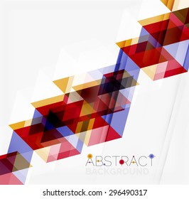 Abstract geometric background. Modern overlapping triangles. Unusual color shapes for your message. Business or tech presentation, app cover template