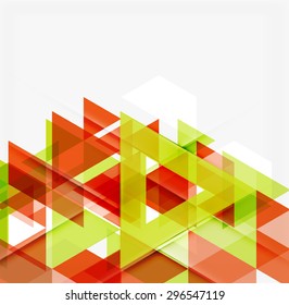 Abstract geometric background. Modern overlapping triangles. Unusual color shapes for your message. Business or tech presentation, app cover template