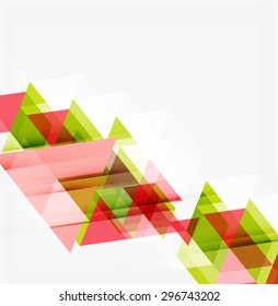 Fondo geométrico abstracto. Triángulos superpuestos modernos. Formas de color inusuales para el mensaje. Presentación empresarial o tecnológica, plantilla de portada de aplicaciones