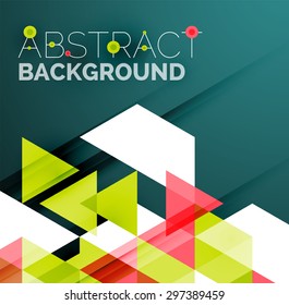 Abstract geometric background. Modern overlapping triangles. Unusual color shapes for your message. Business or tech presentation, app cover template