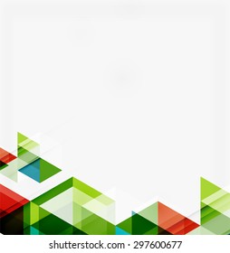 Abstract geometric background. Modern overlapping triangles. Unusual color shapes for your message. Business or tech presentation, app cover template