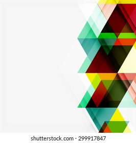 Abstract geometric background. Modern overlapping triangles. Unusual color shapes for your message. Business or tech presentation, app cover template