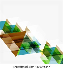 Abstrakter geometrischer Hintergrund. Moderne, sich überlappende Dreiecke. Ungewöhnliche Farbformen für Ihre Nachricht. Business- oder Technologiepräsentation, App-Titelvorlage
