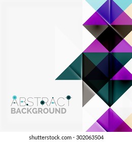 Abstract geometric background. Modern overlapping triangles. Unusual color shapes for your message. Business or tech presentation, app cover template