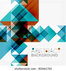 Abstract geometric background. Modern overlapping triangles. Unusual color shapes for your message. Business or tech presentation, app cover template