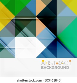 Fondo geométrico abstracto. Triángulos superpuestos modernos. Formas de color inusuales para el mensaje. Presentación empresarial o tecnológica, plantilla de portada de aplicaciones