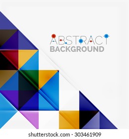 Abstract geometric background. Modern overlapping triangles. Unusual color shapes for your message. Business or tech presentation, app cover template