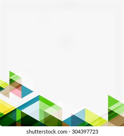 Fondo geométrico abstracto. Triángulos superpuestos modernos. Formas de color inusuales para el mensaje. Presentación empresarial o tecnológica, plantilla de portada de aplicaciones