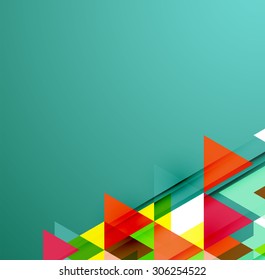 Fondo geométrico abstracto. Triángulos superpuestos modernos. Formas de color inusuales para el mensaje. Presentación empresarial o tecnológica, plantilla de portada de aplicaciones