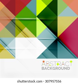 Resumo geométrico. Triângulos modernos sobrepostos. Formas de cor incomuns para sua mensagem. Apresentação de negócios ou técnica, modelo de capa de aplicativo