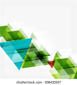 Fondo geométrico abstracto. Triángulos superpuestos modernos. Formas de color inusuales para el mensaje. Presentación empresarial o tecnológica, plantilla de portada de aplicaciones