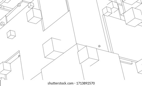 Abstract geometric background, modern pattern design with cubes, vector illustration